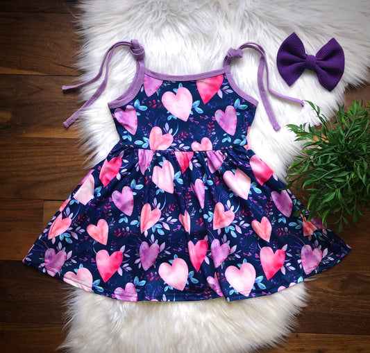 Watercolor Hearts Dress by Wellie Kate