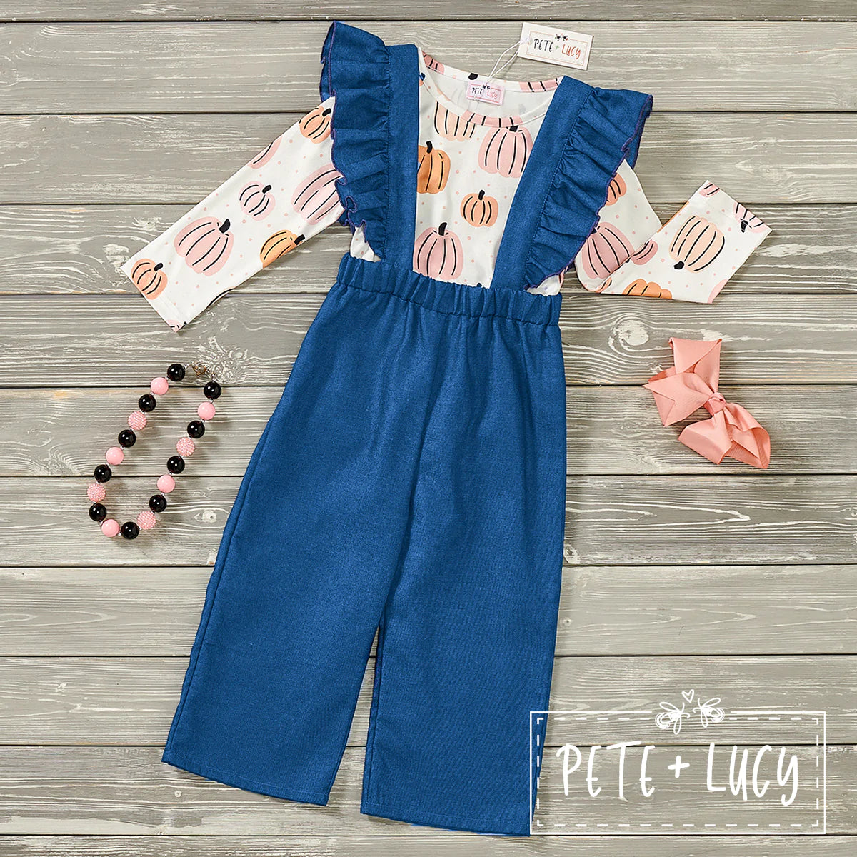 Pre-Order Denim Pumpkin Jumpsuit Set by Pete + Lucy