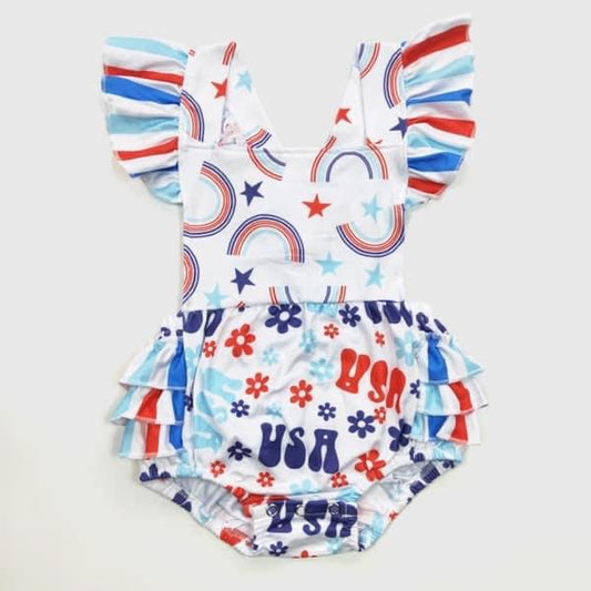 USA Tier Girls Romper by Clover Cottage