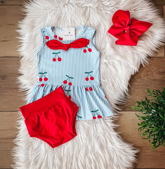 Cherry Bummie Set by Wellie Kate