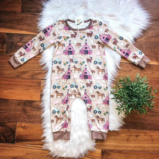 E-I-E-I-O Zipper Romper by TwoCan
