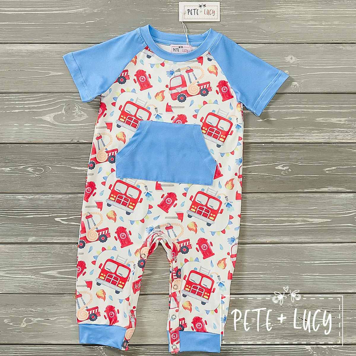 Pre-Order My Big Red Fire Truck Romper by Pete + Lucy