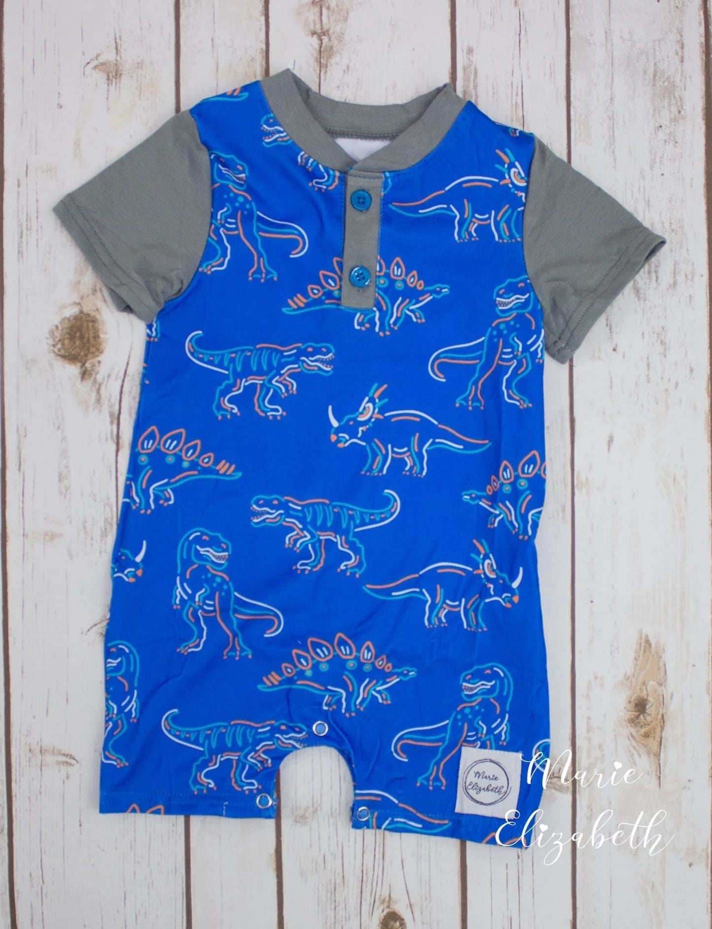 Neon Dino Boys Romper by Marie Elizabeth