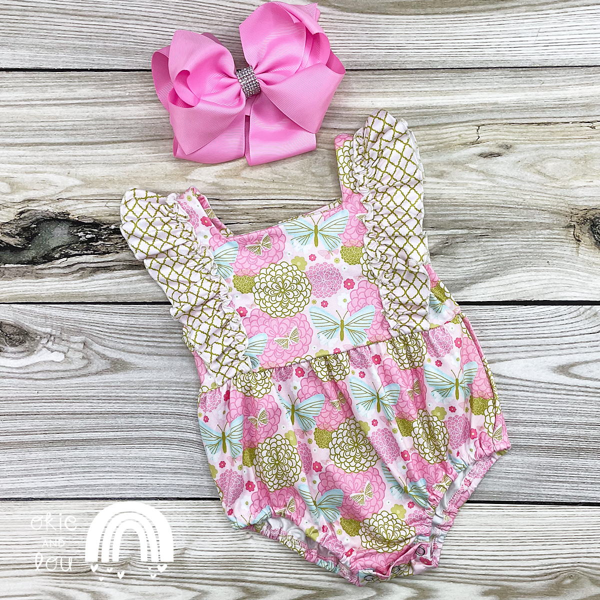 Flutters & Flowers Romper by Okie & Lou