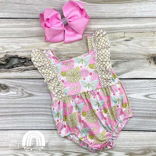 Flutters & Flowers Romper by Okie & Lou