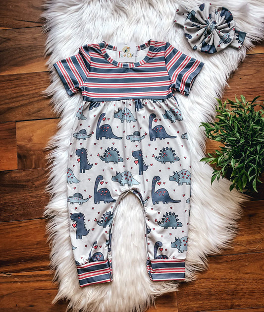 Dino Love Girls Infant Romper by TwoCan