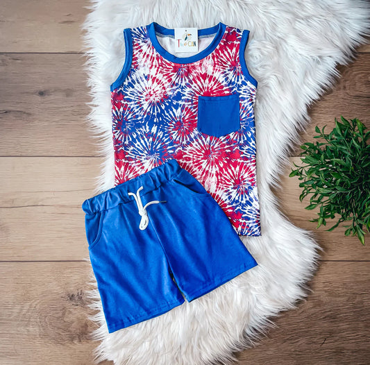 Pre-Order Tie Dye Americana Short Set by TwoCan