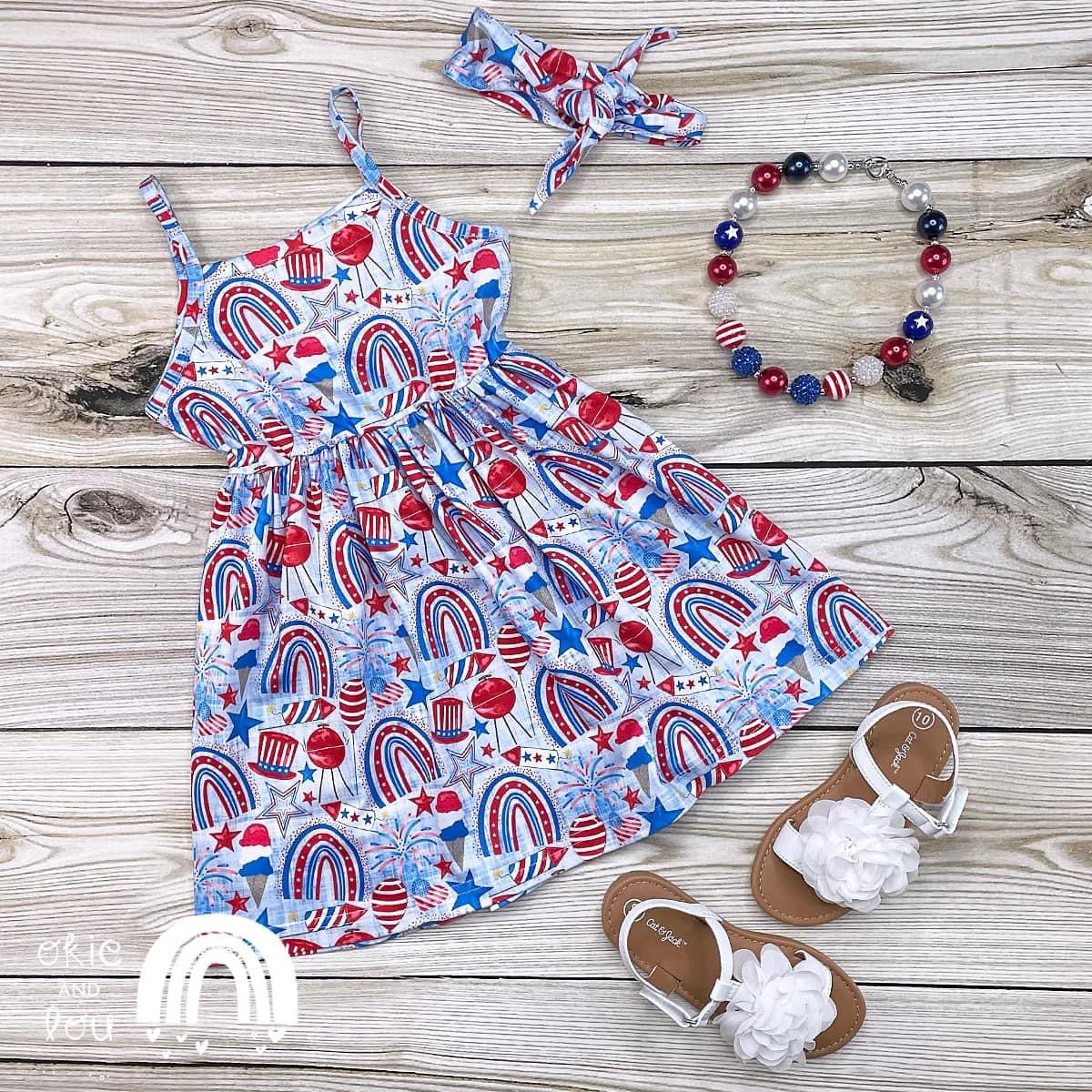 July 4th Fun Girls Dress by Okie & Lou