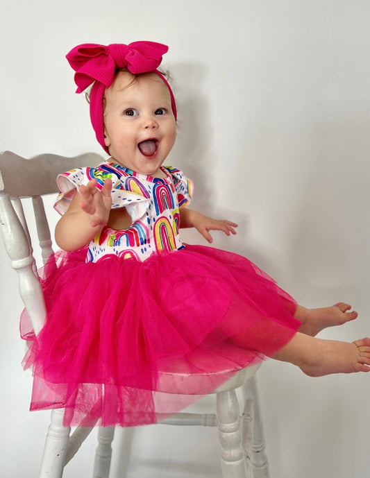 Watercolor Rainbow Tutu Dress by Clover Cottage