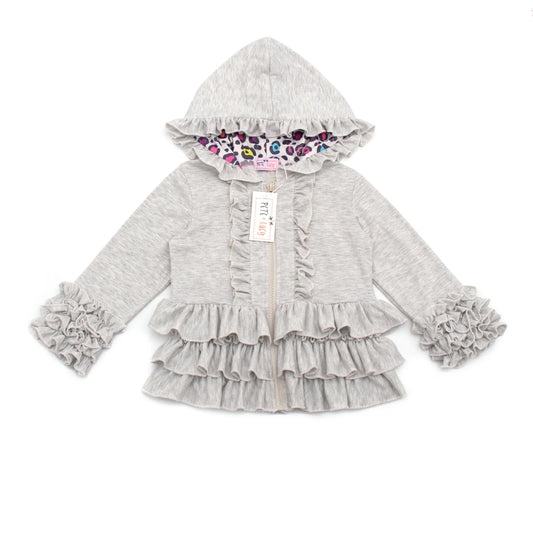 Grey Ruffle Hoodie by Pete + Lucy