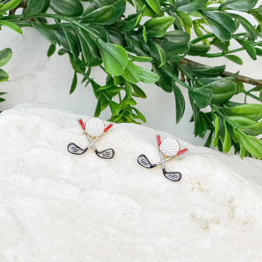 Golf Club Enamel Stud Earrings by Prep Obsessed