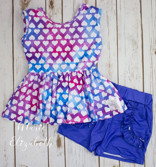 Watercolor Heart 2-Piece Peplum Set by Marie Elizabeth