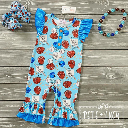 Pre-Order Old Ball Game Girls Infant Romper by Pete + Lucy