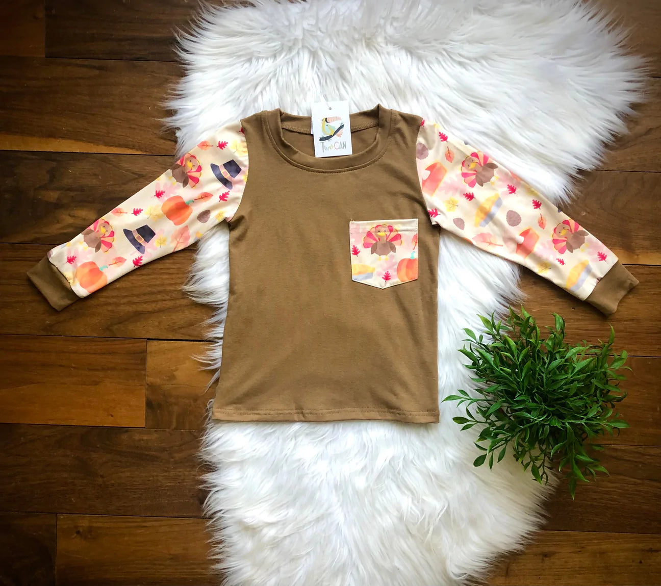 Thankful Turkey Long Sleeve Pocket Tee by TwoCan