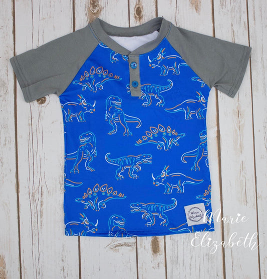 Neon Dino Raglan Tee by Marie Elizabeth