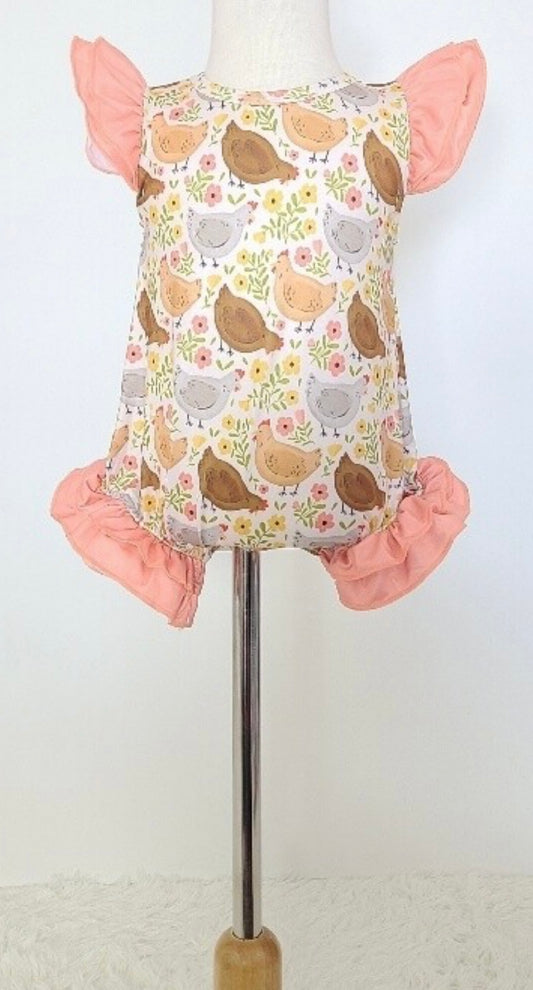 Hen Holler Baby Summer Romper by Clover Cottage