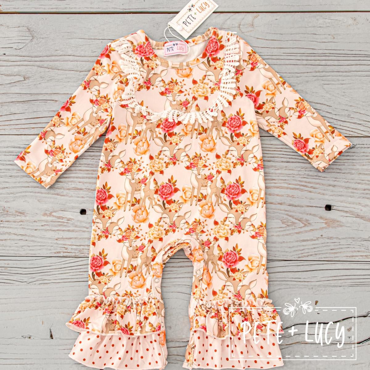 Deer & Roses Infant Romper by Pete + Lucy