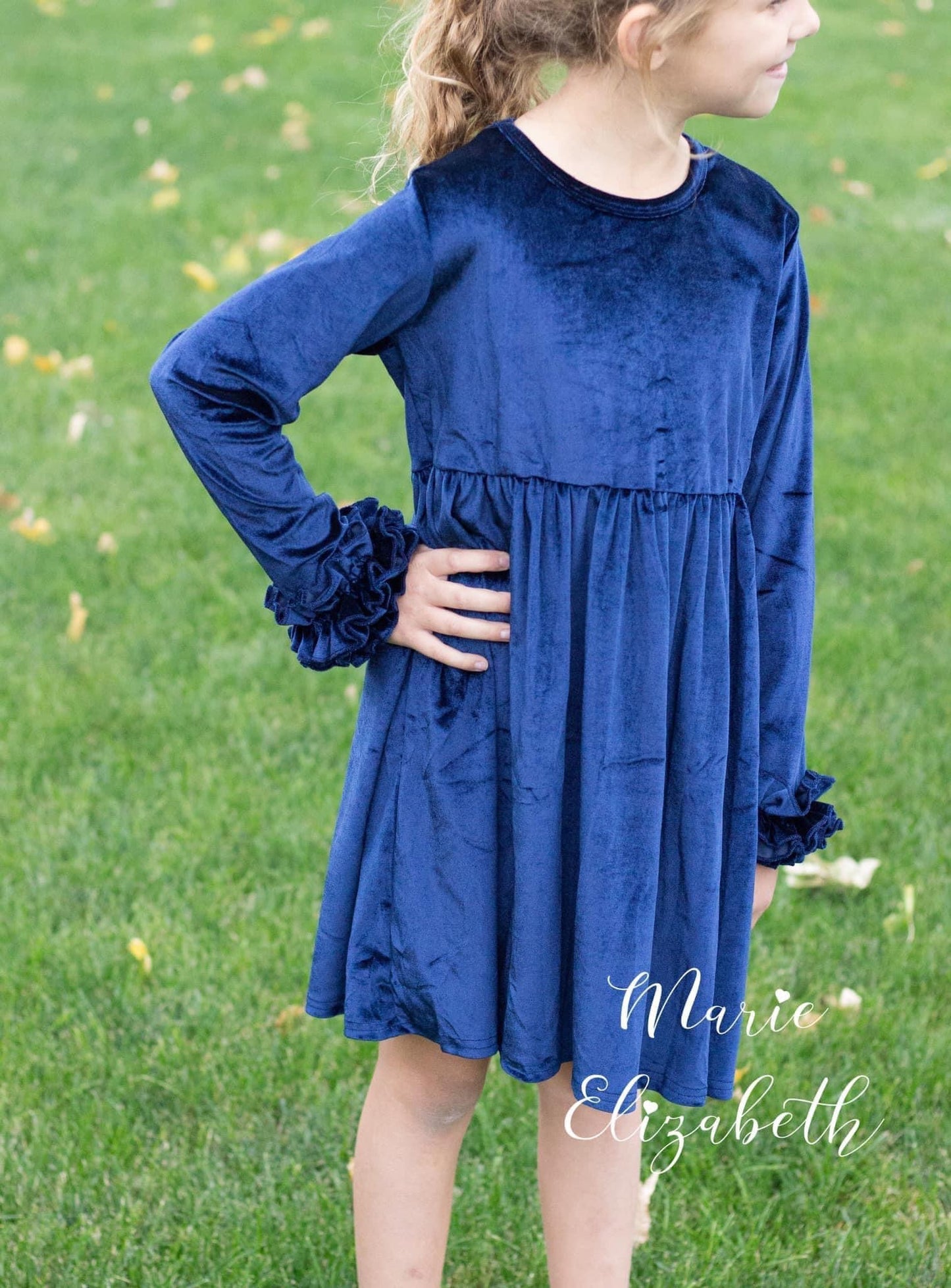 Navy Velvet Dress by Marie Elizabeth