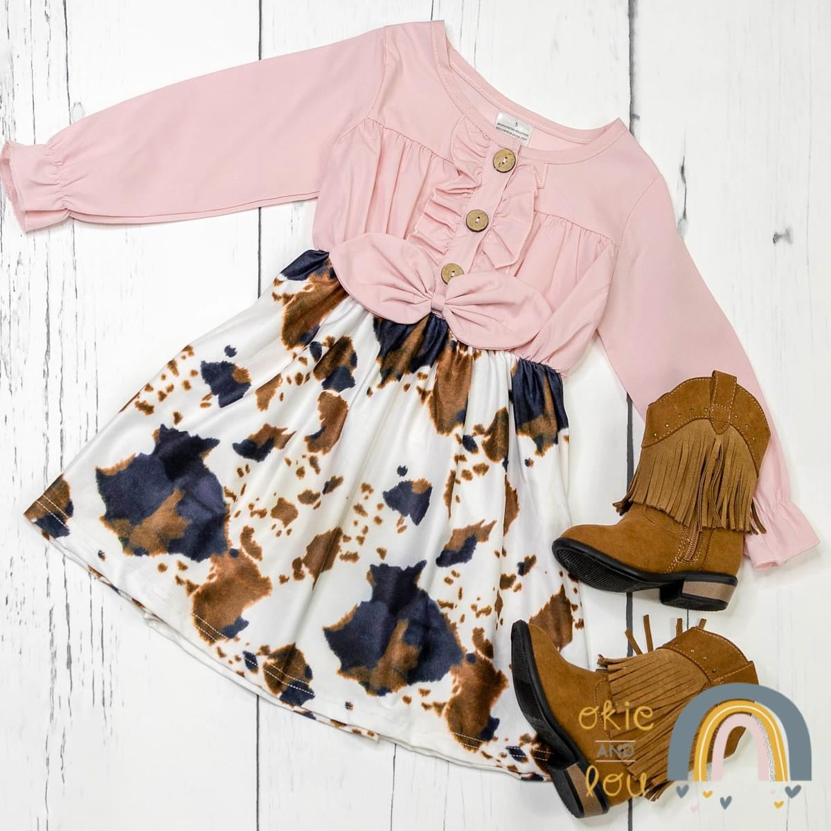 Pink Cattle Dress by Okie & Lou