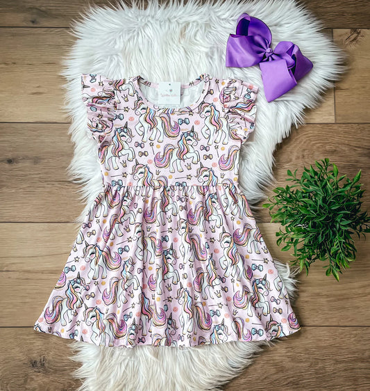 Pre-Order Watercolor Unicorns Dress by Wellie Kate