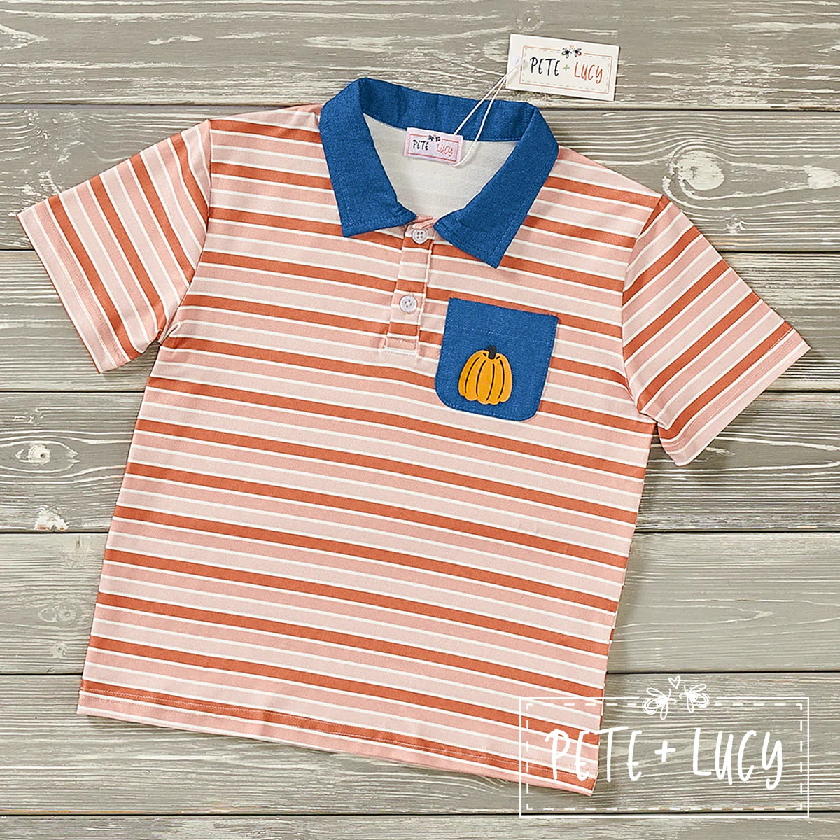 Pre-Order Denim Pumpkin Boys Tee by Pete + Lucy