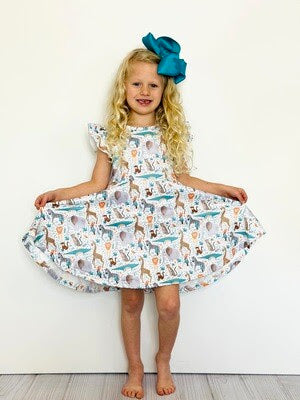 Zoo Friends Girls Dress by Clover Cottage