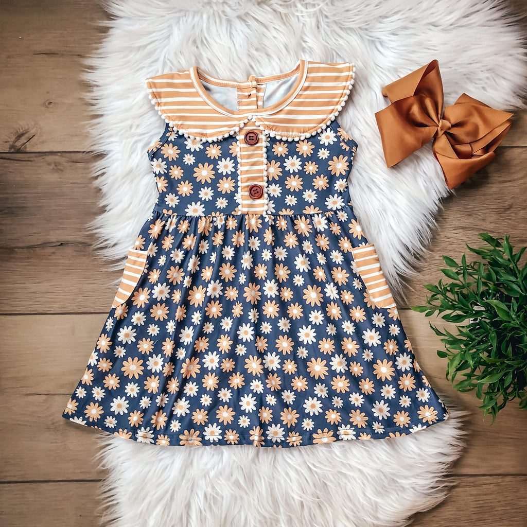 Mustard Daisies Dress by Wellie Kate