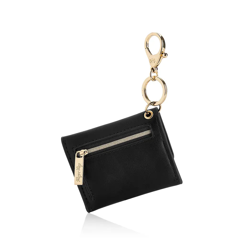 Black Itzy Mini Wallet Card Holder & Key Chain Charm