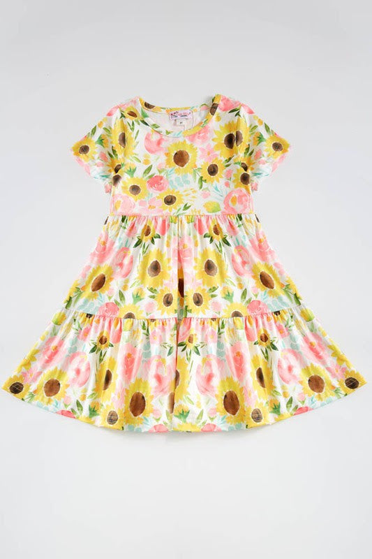 Watercolor Sunflower Dress by Clover Cottage