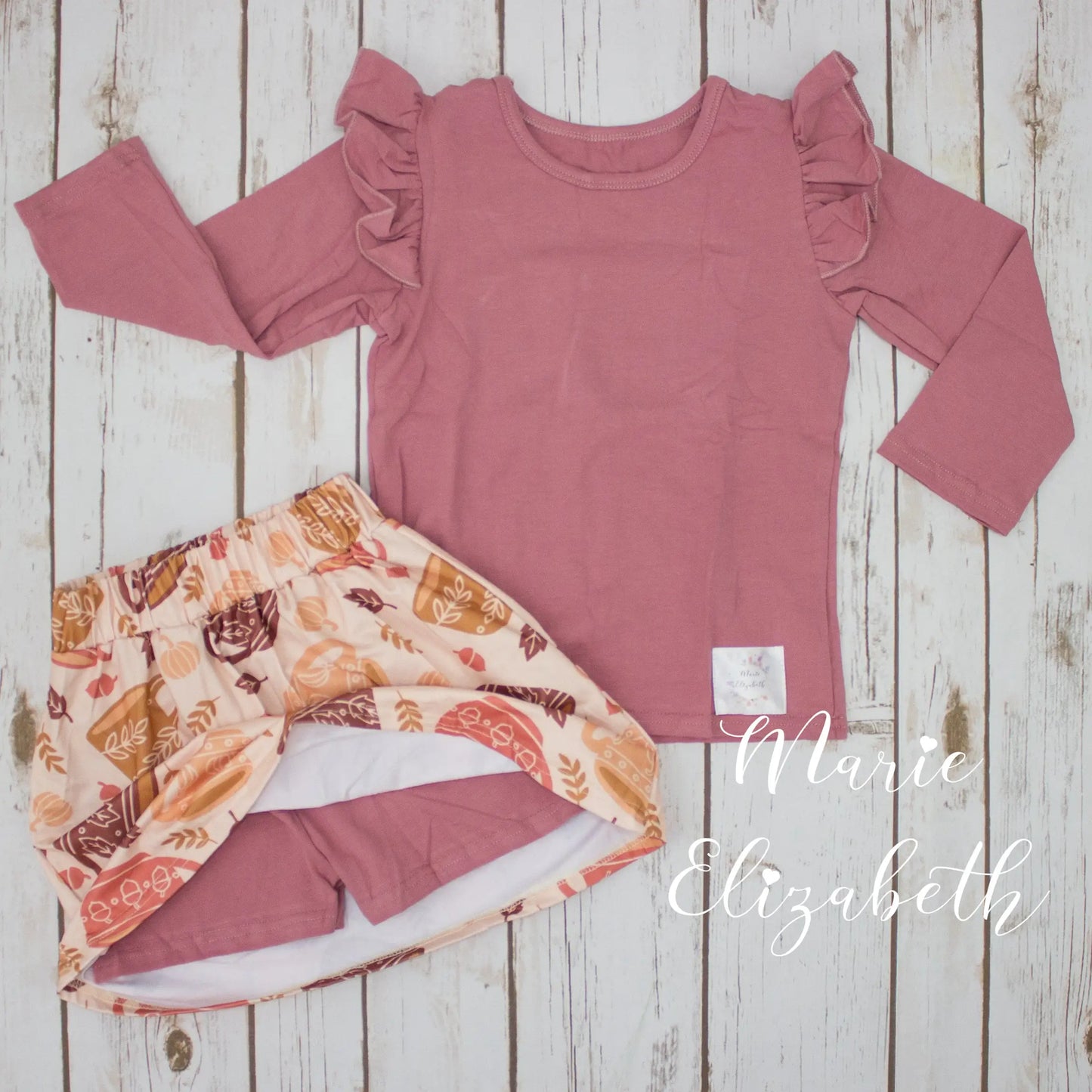Autumn Coffee Skort & Top 2 Piece Set by Marie Elizabeth