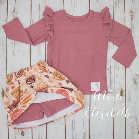 Autumn Coffee Skort & Top 2 Piece Set by Marie Elizabeth