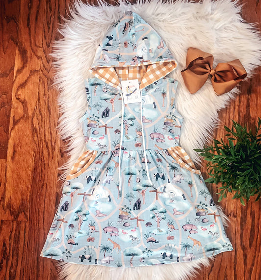 Zoo Animals Hooded Dress by TwoCan
