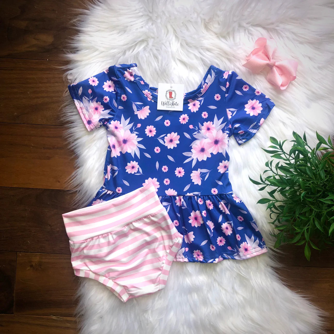 Pink Daisy Bummie Set By Wellie Katie