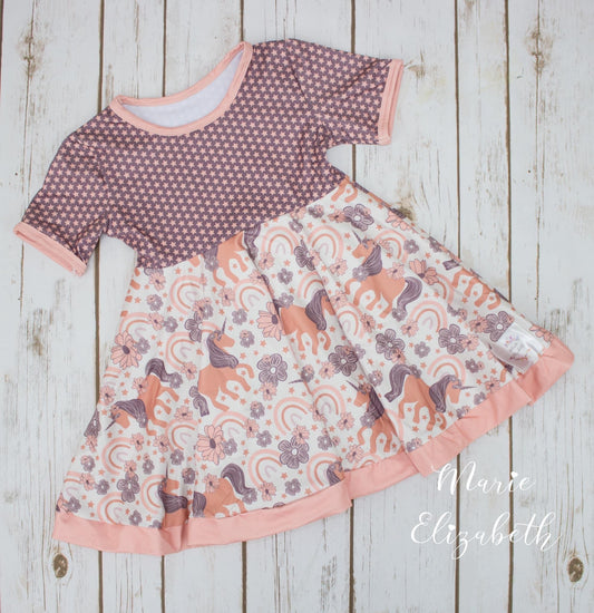 Unicorn & Stars Twirl Dress by Marie Elizabeth