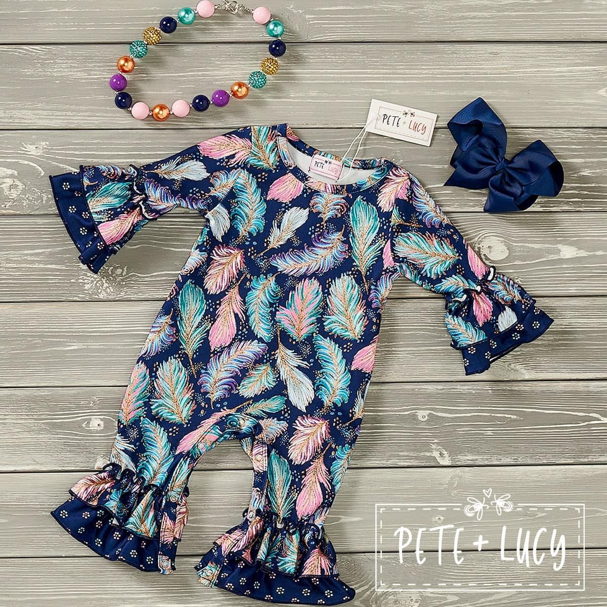 Boho Feathers Infant Romper by Pete + Lucy